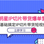 明星IP切片带货爆单营，0基础搞定IP切片带货短视频