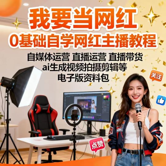 0基础自学主播网红教程，自媒体运营教程电子版视频教程